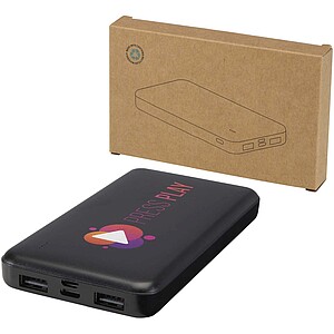Intan 10.000 mAh 10W recycled plastic power bank, solid black
