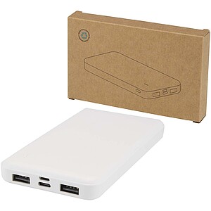 Intan 10.000 mAh 10W recycled plastic power bank, white