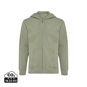 Iqoniq Abisko recycled cotton zip through hoodie, heather green, size XXS