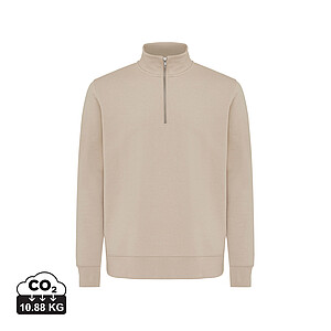 IQONIQ Elgon recycled cotton quarter zip sweater, desert