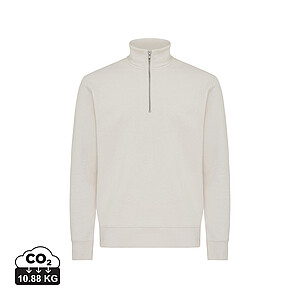 IQONIQ Elgon recycled cotton quarter zip sweater, natural raw