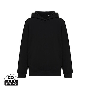 Iqoniq Yengo kids recycled cotton hoodie with sidepockets, black, size 7/8