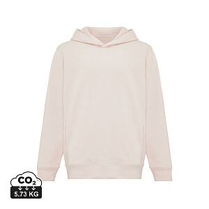 Iqoniq Yengo kids recycled cotton hoodie with sidepockets, cloud pink, size 3/4