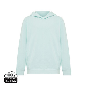 Iqoniq Yengo kids recycled cotton hoodie with sidepockets, crushed mint, size 7/8