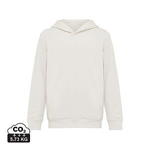 Iqoniq Yengo kids recycled cotton hoodie with sidepockets, ivory white, size 3/4