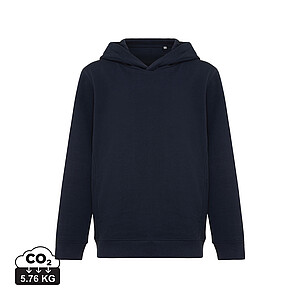 Iqoniq Yengo kids recycled cotton hoodie with sidepockets, navy, size 7/8