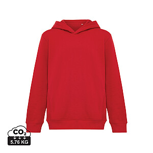 Iqoniq Yengo kids recycled cotton hoodie with sidepockets, red, size 7/8