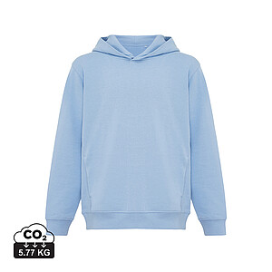 Iqoniq Yengo kids recycled cotton hoodie with sidepockets, sky blue, size 7/8