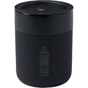 Java 330 ml ceramic tumbler with silicone wrap and plastic lid, solid black