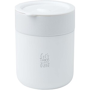Java 330 ml ceramic tumbler with silicone wrap and plastic lid, white