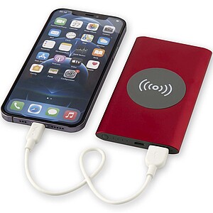Juice 4000 mAh Type-C recycled aluminium wireless power bank, red