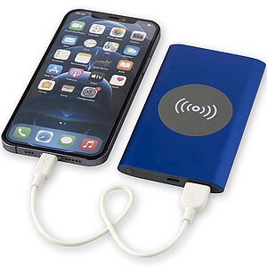 Juice 4000 mAh Type-C recycled aluminium wireless power bank, royal blue