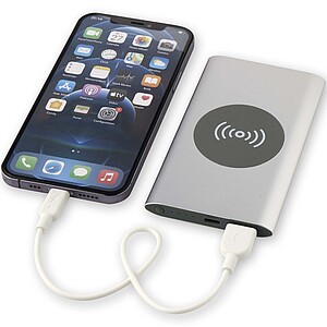 Juice 4000 mAh Type-C recycled aluminium wireless power bank, silver