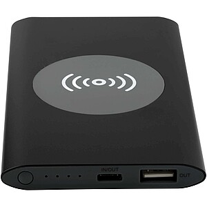 Juice 4000 mAh Type-C recycled aluminium wireless power bank, solid black