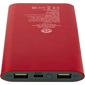 Juice 8000 mAh Type-C recycled aluminium wireless power bank, red