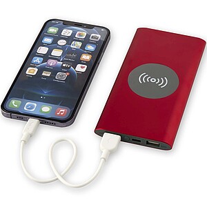 Juice 8000 mAh Type-C recycled aluminium wireless power bank, red