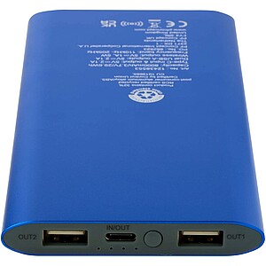 Juice 8000 mAh Type-C recycled aluminium wireless power bank, royal blue