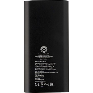 Juice 8000 mAh Type-C recycled aluminium wireless power bank, solid black