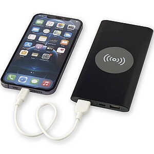 Juice 8000 mAh Type-C recycled aluminium wireless power bank, solid black