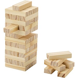 Jumble wooden toppling tower game, natural