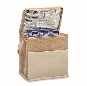 Jute and canvas cooler bag 3L, beige
