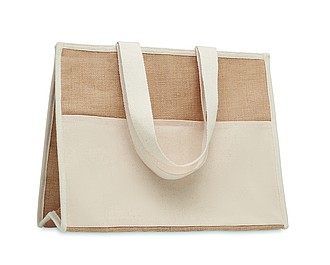 Jute and canvas cooler bag