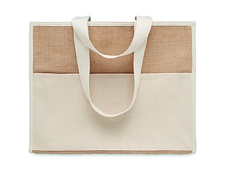 Jute and canvas cooler bag