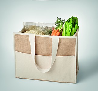 Jute and canvas cooler bag