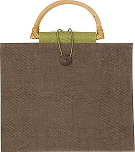 Jute bag with bamboo grip, green