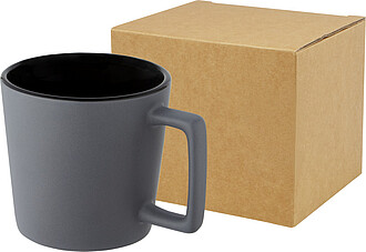 KARAY Keramický hrnek o objemu 370 ml s matným povrchem, šedá (černý vnitřek)