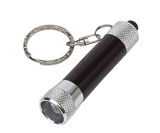 Key ring "Flare" with LED torch,colour silver, black