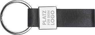 Key ring with a black PU strap, grey