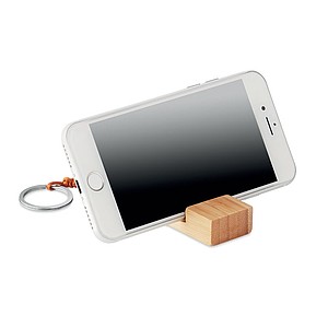 Key ring with Smartphone stand in bamboo.