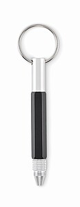 Key ring with twist action pen, black