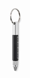 Key ring with twist action pen, black