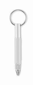 Key ring with twist action pen, matt silver