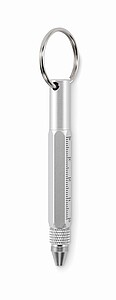 Key ring with twist action pen, matt silver