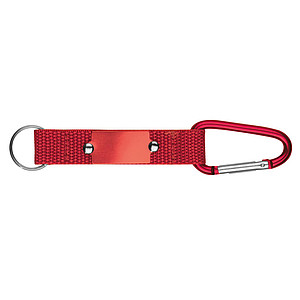 Keyring pendant with carabiner and metal plate