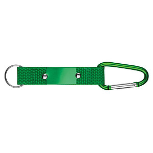Keyring pendant with carabiner and metal plate