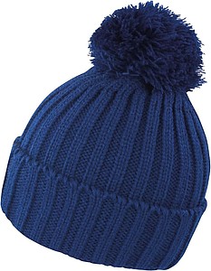 Knitted Hat with Pompon, navy