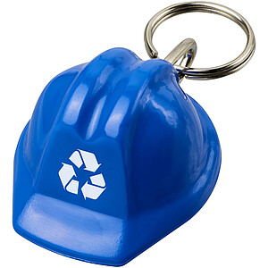Kolt hard hat-shaped recycled keychain, blue