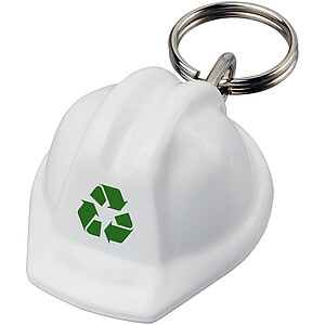 Kolt hard hat-shaped recycled keychain, white