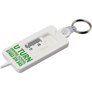 Kym recycled tyre tread check keychain, white