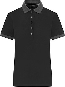 Ladies Contrast Piqué Polo black/anthracite melange L