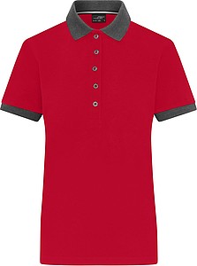 Ladies Contrast Piqué Polo red/anthracite melange XXL