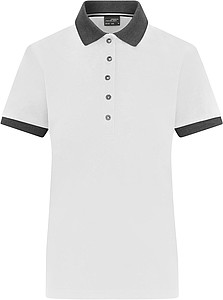 Ladies Contrast Piqué Polo white/anthracite melange XXL