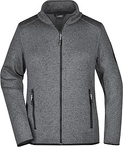 Ladies knitted fleece jacket James Nicholson, dark grey/silver, XXL