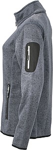 Ladies knitted fleece jacket James Nicholson, dark grey/silver, XXL