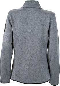 Ladies knitted fleece jacket James Nicholson, dark grey/silver, XXL