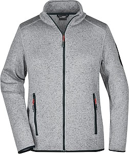 Ladies knitted fleece jacket James Nicholson, grey/red, L